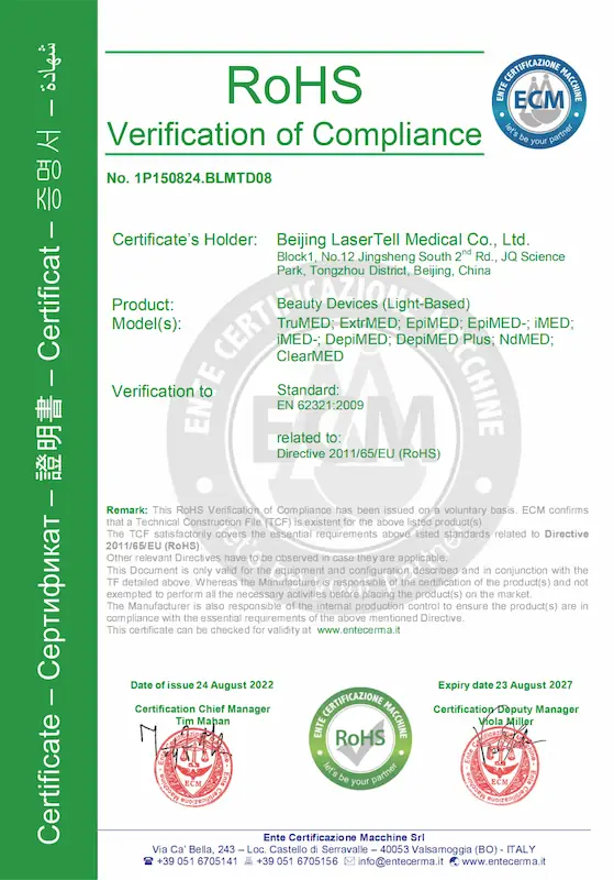 RoHS Certificate LaserTell N 1 01